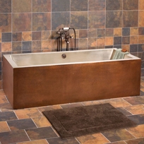 Ultro Rectangular Freestanding Copper Air Bath Tub with Nickel Interior