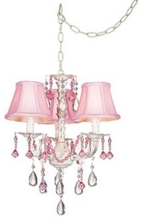 Pretty in Pink Swag Style Plug-In Mini Chandelier