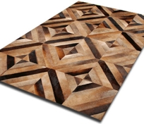 Brown Beige Cowhide Patchwork Hide Rug