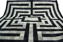 Black & Ivory Cowhide Leather Patchwork Hide Rug