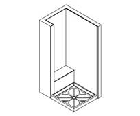 Lippert Double Threshold Shower with Wall in Front of Seat