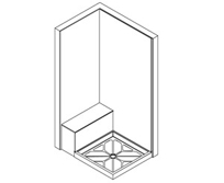 Lippert Double Threshold Shower without Wall in Front of Seat