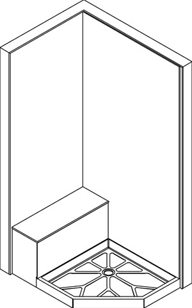 Lippert Neo-Angle Shower without Wall in Front of Seat