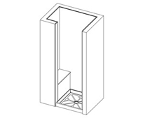 Lippert Square Shower with Wall in Front of Seat