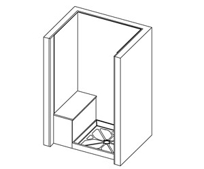 Lippert Square Shower without Wall in Front of Seat