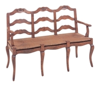 Country French Ladderback Bench (3 Seat) Item #CF0509B