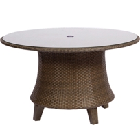 54" Round Dining Table - Woven with Glass Top 950154