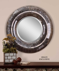 Round Antiqued Glass Mirror