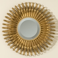 Small Round Sunburst Gold Mirror