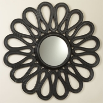 Round Black Flower Mirror