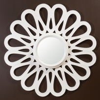 Round White Flower Mirror