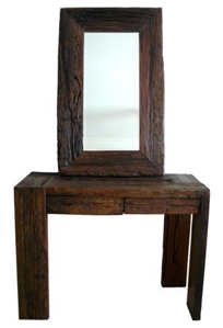 Railway Sleepers Console Table and Wall Mirror