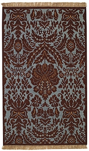 Soumak Coffee/Blue Damask Rug