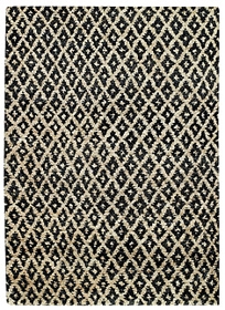 Eco-friendly Black & Cream Diamond Natural Rug