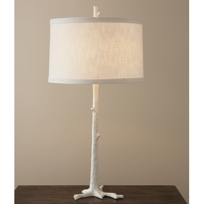 White Faux Bois Table Lamp