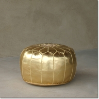 Gold Leather Pouf