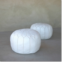 White Leather Pouf
