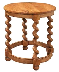 Round Lamp Table with Barley Twist Legs