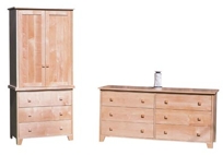Mission Three Drawer Chest, Wardrobe and Mission Six Drawer Dresser