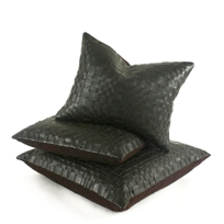 Basket Woven Leather Pillow