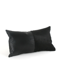 Black Leather & Cowhide Pillow