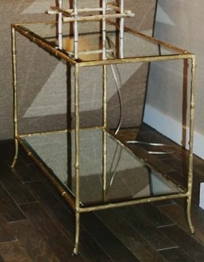 Stick Side Table w/ Mirrored Top & Shelf