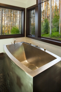 STAINLESS STEEL CONTEMPORARY OVAL BATH - MID CONTOURED BOTTOM