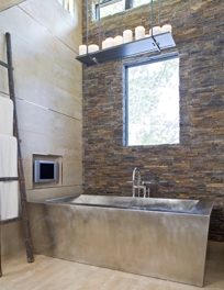 STAINLESS STEEL CONTOURED BOTTOM SOAKING BATH WITH TAPERED SKIRT