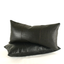 Crocodile Embossed Leather Pillow