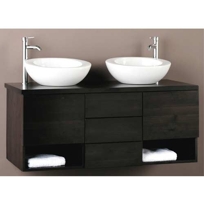 Vichy II Wall-Mount Wood Bathroom Double Vanity with Two Vessel Sinks