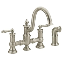 Waterhill Stainless Two Handle Kitchen Bridge Faucet with Matching Finish Side Spray