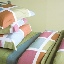 blocks tangerine | duvet + shams